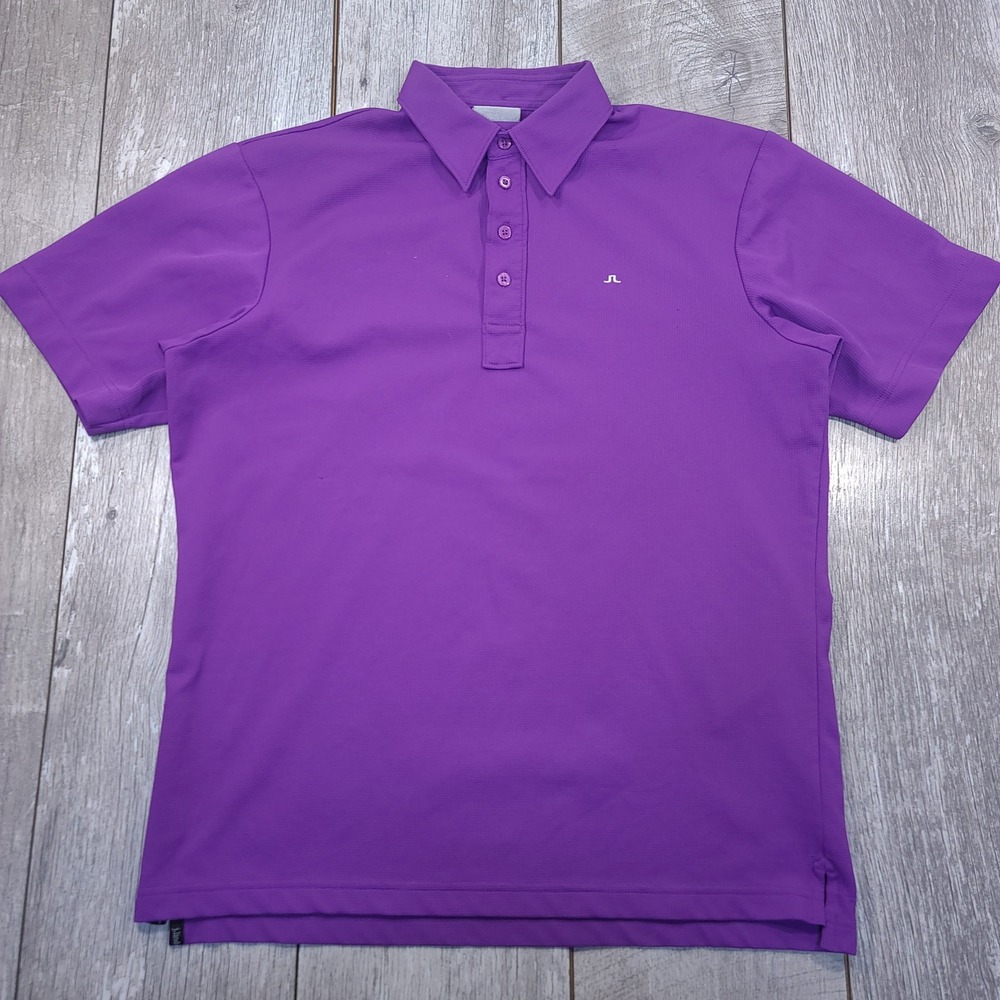 J.Lindeberg Polo Shirt Mens Large Purple Future Sports Short Sleeve Golf Top